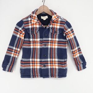 Outerknown Kids Blanket Shirt Jacket S Navy Blue‎ Plaid Organic Cotton Shacket